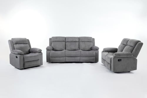 طقم كراسي إسترخاء قماش مقلم - 6 أشخاص لون رمادي غا...