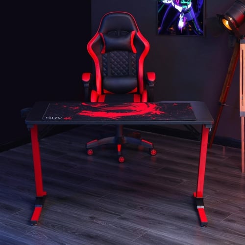 طقم كرسي وطاولة قيمنق - لون أحمر