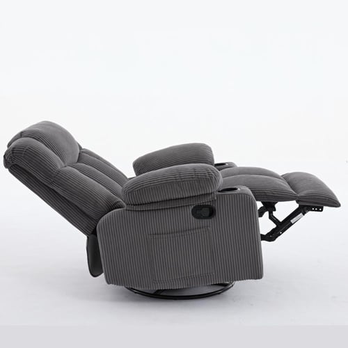 كرسي إسترخاء هزاز ودوار قماش مقلم - رمادي غامق