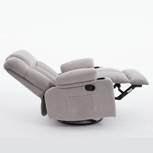 كرسي إسترخاء هزاز ودوار قماش مقلم - رمادي