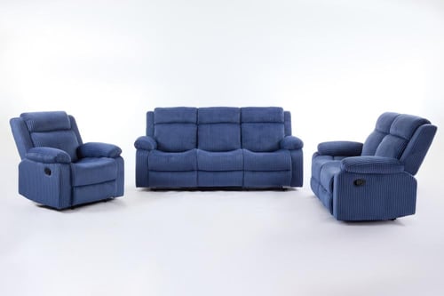 طقم كراسي إسترخاء قماش مقلم - 6 أشخاص لون أزرق غام...