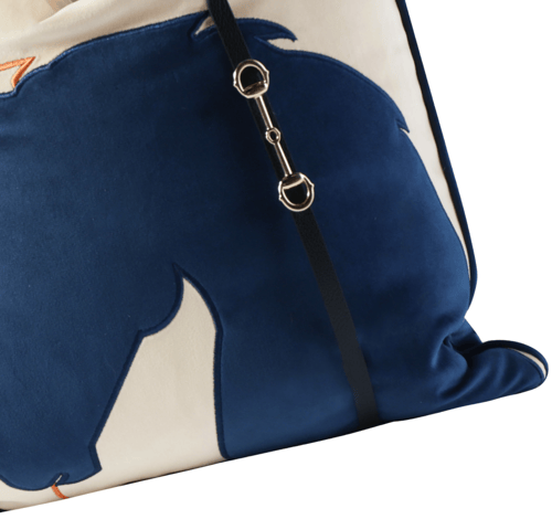 وسادة 45X45 فاخرة بتصميم الحصان – مخمل كحلي مع إكس...