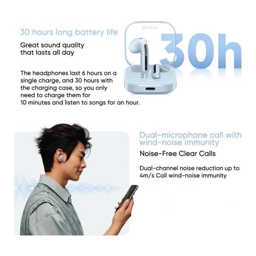 سماعة أذن شاومي ريدمي لاسلكية بودز 6 أكتيف - أسود