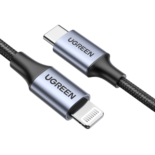 كيبل يوجرين تايب سي الى لايتننج قماش 1 متر - أسود