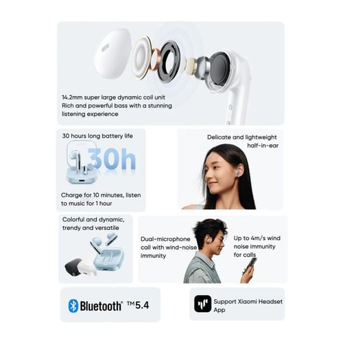 سماعة أذن شاومي ريدمي لاسلكية بودز 6 أكتيف - أسود