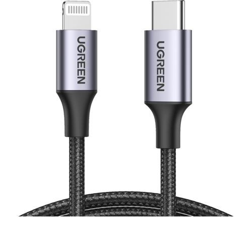 كيبل يوجرين تايب سي الى لايتننج قماش 1 متر - أسود