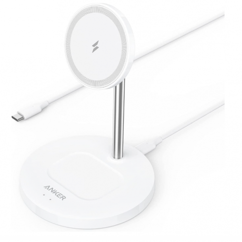 شاحن أنكر وايرلس باور ويف 2 في 1 لايت أبيض