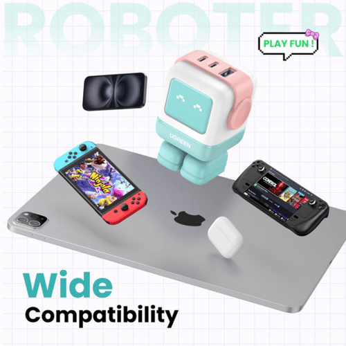 شاحن يوجرين جداري 65 واط مدخلين بتقنية PD ومدخل US...