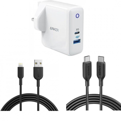 بكج شاحن أنكر جداري مخرجين بتقنية PD أبيض مع كيبل...