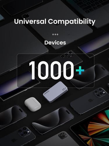 شاحن يو جرين جداري 65 واط 3 مخارج بتقنية PD أسود