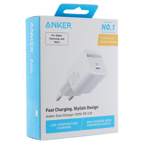 شاحن جداري Anker 20 واط - منفذ Type-C و USB، لون أ...