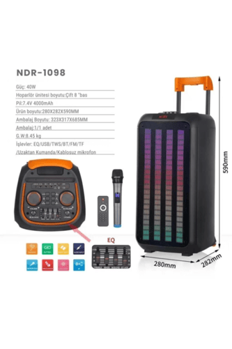 سماعة كاريوكي محمولة 6000W NDR 1098 مع ميكروفون –...