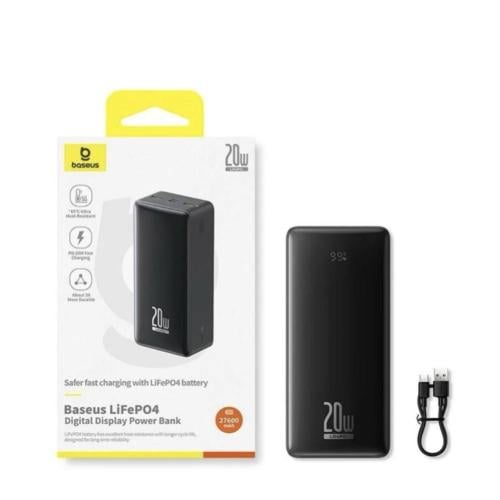 بطارية بيسوس LiFePO4 Digital بسعة 27600 ملي امبير...