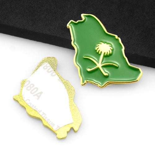ملصق حديد خريطة السعودية بالشعار السعودي