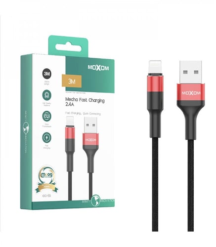 MOXOM كابل شحن سريع ميكا 2.4A للايفون من موكسوم ذه...
