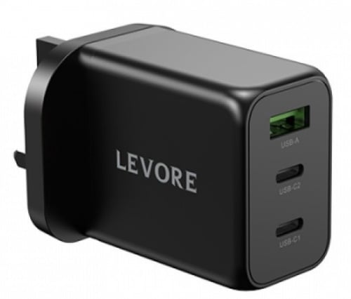شاحن جداري ليفوري 65 واط منفذين USB-C ومنفذ USB-A