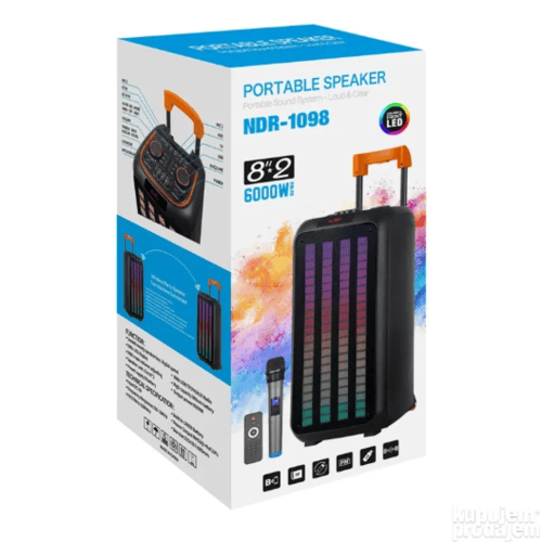 سماعة كاريوكي محمولة 6000W NDR 1098 مع ميكروفون –...