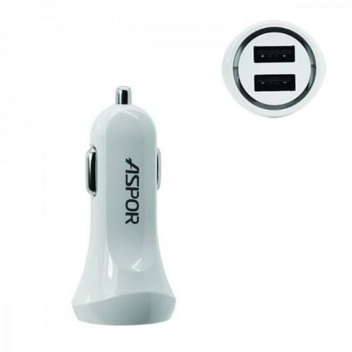 شاحن سيارة ASPOR – A902C + كابل 1م ابيض