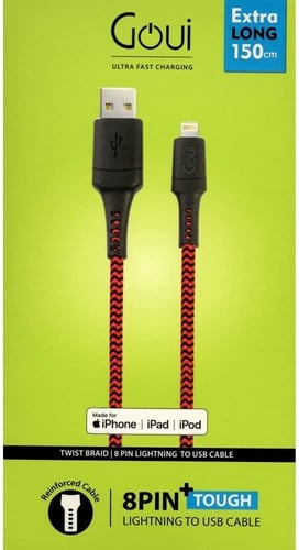 Lightning to USB Cable 1.50m red Goui سلك شاحن 1.5...