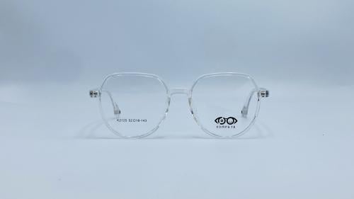 نظارة طبية بلاستيك هندسية اللون أبيض شفاف رقم المو...