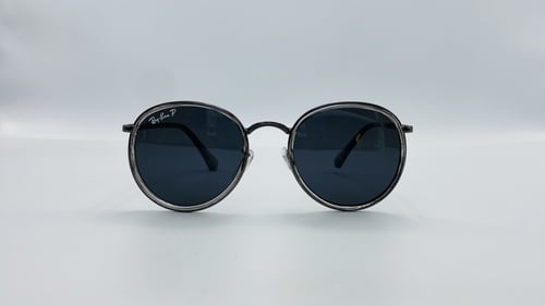 نظارة شمسية دائرية من المعدن اللون أسود شفاف رقم ا...