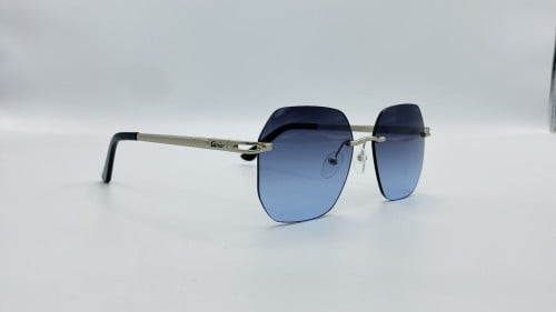 نظارة شمسية هندسية من المعدن اللون فضي رقم الموديل...