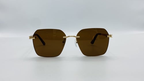 نظارة شمسية هندسية من المعدن بدون اطار (رملس) اللو...