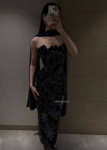 فستان سهرة لونين مخمل