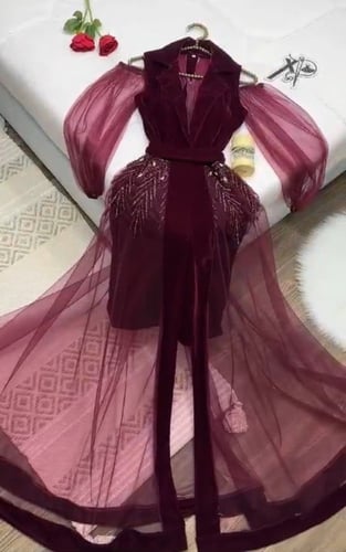 فستان سهرة ثلاث الوان