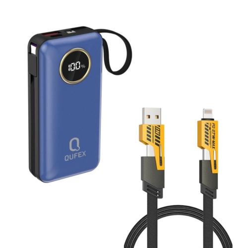 شاحن متنقل PD بسعة 10,000mAh مع كيبل تايب سي + آيف...