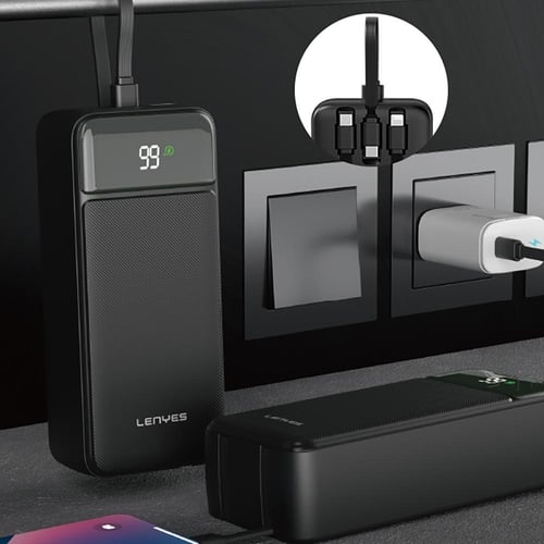 شاحن متنقل 30 الف مدمج ب كيابل شحن من lenyes