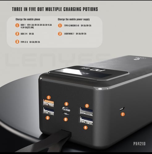 Lenyes شاحن متنقل سعة 50 الف مع اضائة