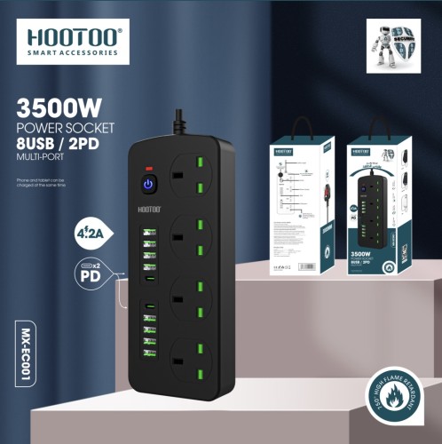 Hootoo توصيلة كهربائية ١٤ منفذ