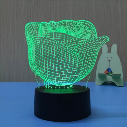 مصباح إضائة ثلاثي الأبعاد بتصميم وردة