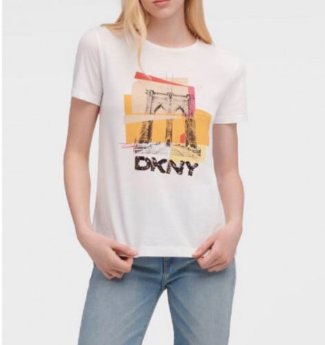 تيشيرت نسائي أبيض سمولdkny