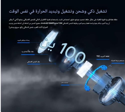 تبريد مائي 36 واط + شحن وايرلس (مناسبة للجوالات)