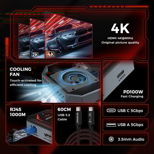 وصلة ممتاز 7 في 1 تايب سي مدمجة بمروحة تبريد ( MOM...