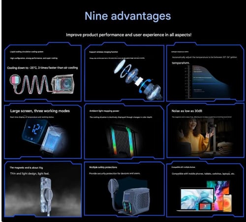 تبريد مائي 36 واط + شحن وايرلس (مناسبة للجوالات)