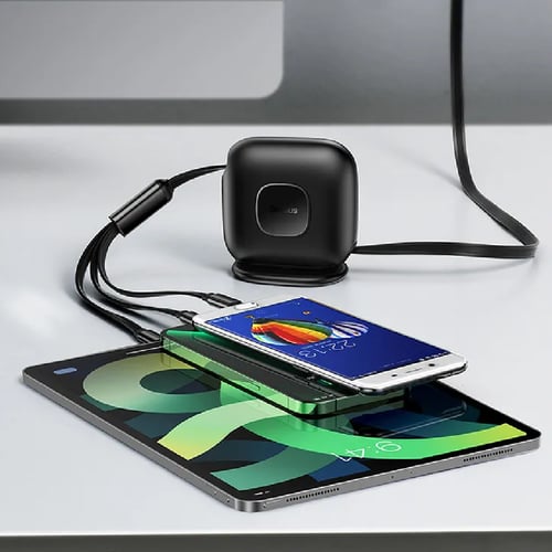 كابل بيسوس 3 في 1 100W قابل للسحب بطول 1.7m للشحن...