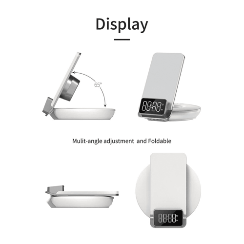 قاعدة شحن لاسلكية مع اضاءة وساعة منبه