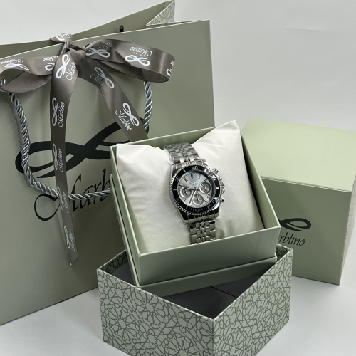 ساعة ماربلينو رجالية ستانلس ستيل باللون الفضي مينا...