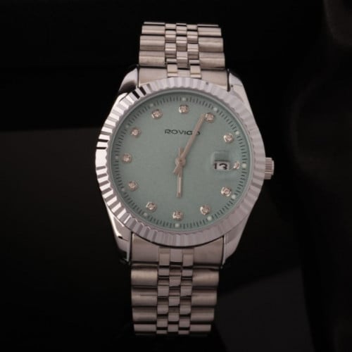 ساعة روفيجو نسائية ستانلس ستيل باللون الفضي، ميناء...