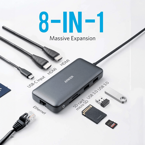 محول متعدد المنافذ 8 في 1 من انكر