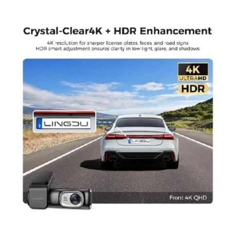 داش كام LINGDU D600 , أمامية 4K خلفية 2K+1080P