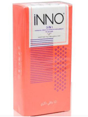 اينو واقي ذكري 3 في 1 12 قطعة | INNO CONDOM 12PCS