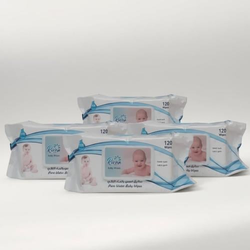 عرض ريفان | 4 مناديل مبللة بالماء النقي غير معطره...