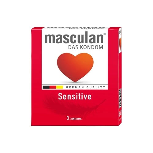 واقي ذكري ألماني ماسكولان حساس عدد 3 (أحمر)-Mascul...