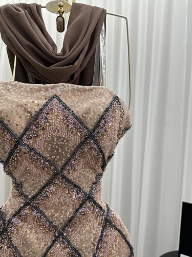 فستان سهره موكا مطرز