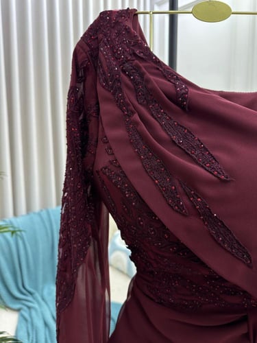 فستان شيفون عنابي