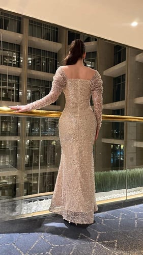 فستان سهره بيج مطرز